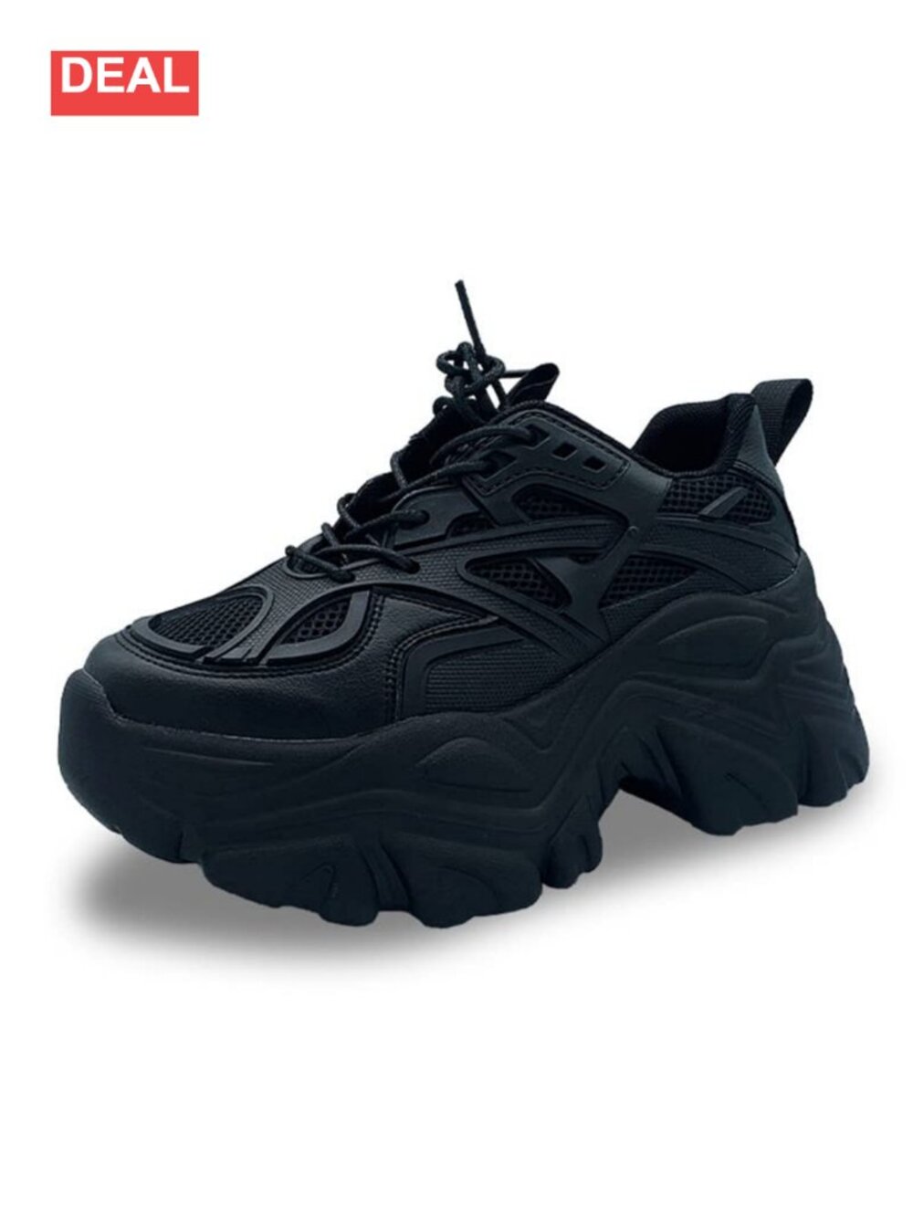 Platform Chunky Sneakers Lace Up Wedge Heel Dad Shoes Mesh PU Memory Foam